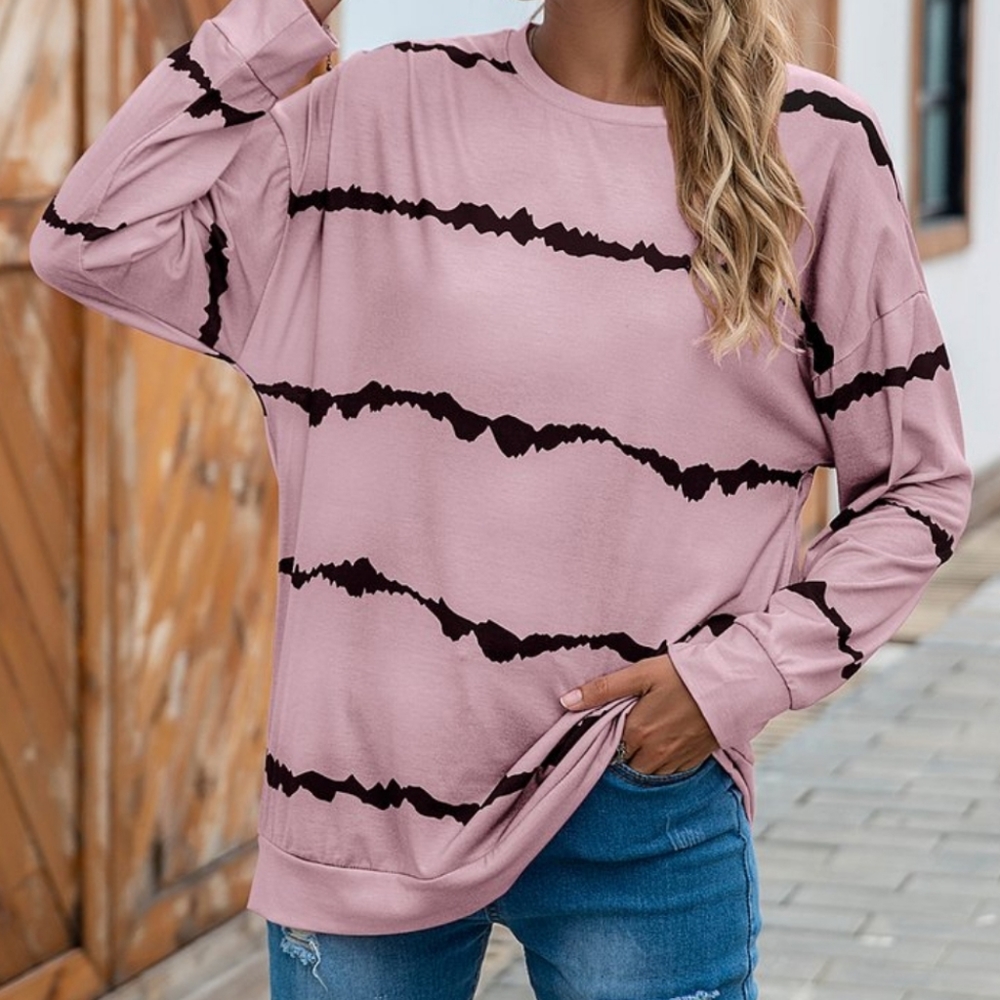 💐 NWOT BOUTIQUE PINK WITH BLACK STRIPES TOP